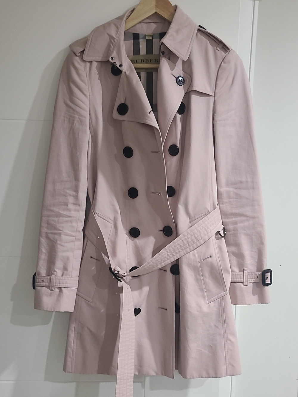 Burberry Women's Pale Pink Double-Breasted Trench Coat